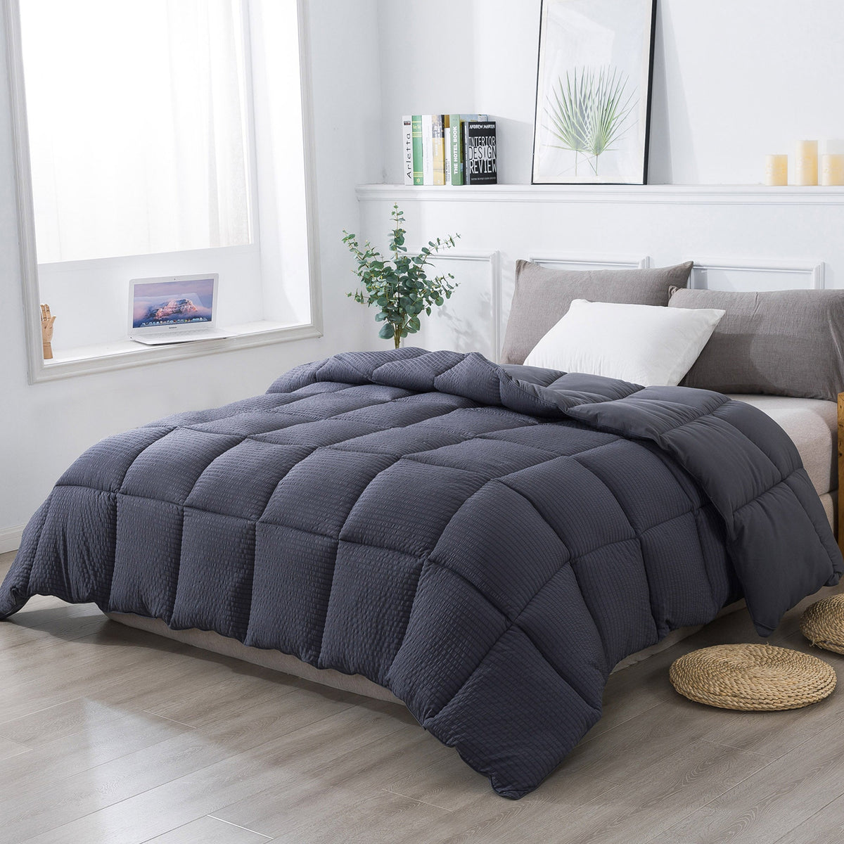 Kasentex Reversible All-Season Comforter Twin/Queen/King - Cozy Down Alternative Bedding